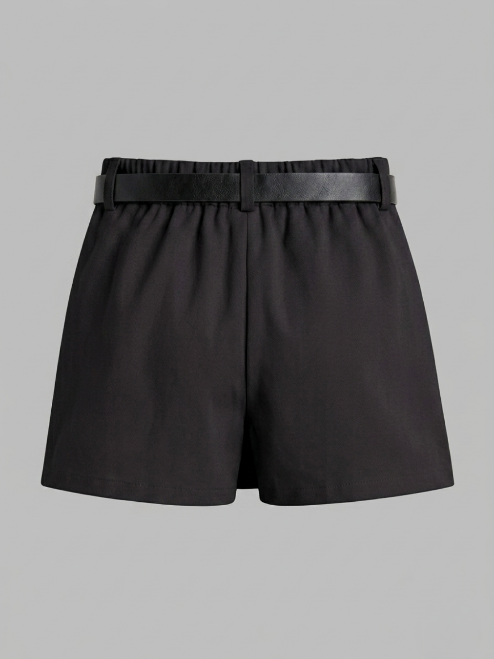 Parte trasera de la falda pantalón negra mostrando el acabado elástico de la cintura.